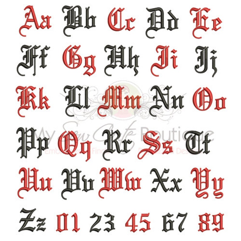 Old English Machine Embroidery Font Monogram Alphabet Old - Etsy