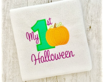 My 1st Halloween Applique Machine Embroidery Designs Halloween Applique Designs, 1st Halloween Embroidery Design, Pumpkin Embroidery Design