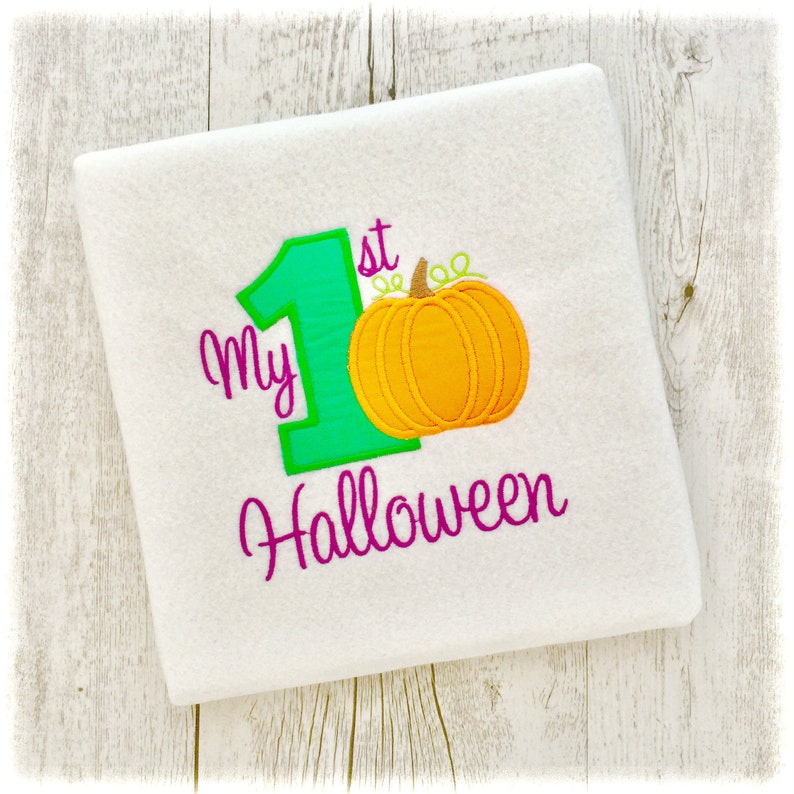 My 1st Halloween Applique Machine Embroidery Designs Halloween Applique Designs, 1st Halloween Embroidery Design, Pumpkin Embroidery Design image 1