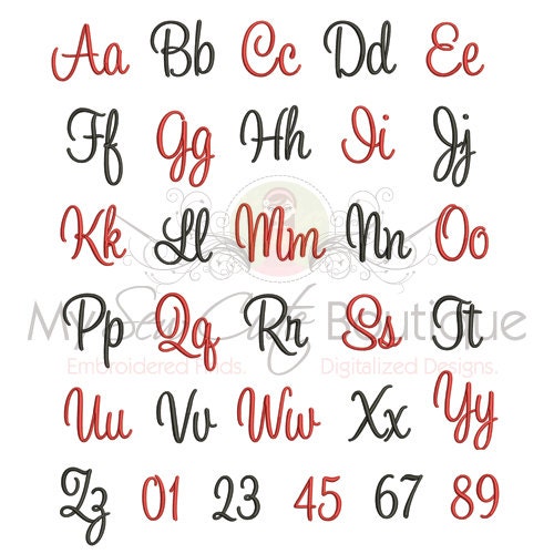 Machine Embroidery Script Elegant Script Machine Embroidery Fonts Designs ~ 12 Sizes Included - Etsy