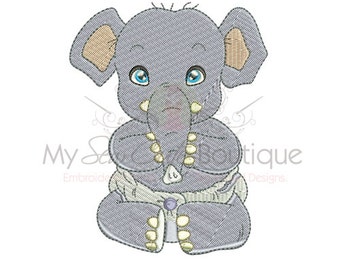 Baby Elephant Machine Embroidery Design, Baby Elephant Embroidery Design, Baby Embroidery, Animal Embroidery, Baby Girl Embroidery