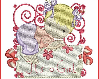 Baby Girl Machine Embroidery Design Baby Girl Embroidery Designs, Baby Embroidery Designs Little Girl Embroidery Design PES, Girl Embroidery