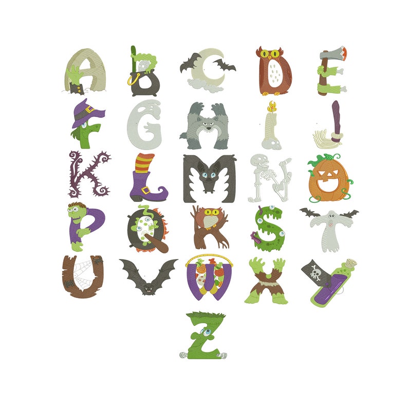 Halloween machine embroidery font monogram alphabet machine  etsy
