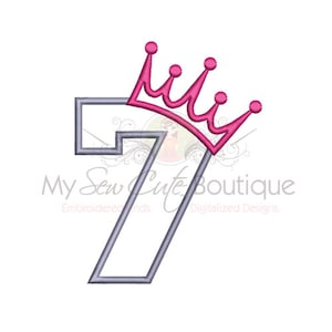 7th Birthday Applique - Machine Embroidery Applique Design - 6 Sizes - Instant Download