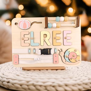 Name Puzzle with Peg Montessori Busy Board Toddler Toy Personalized Baby Shower Gift Wooden Toys for 1st Birthday & First Christmas