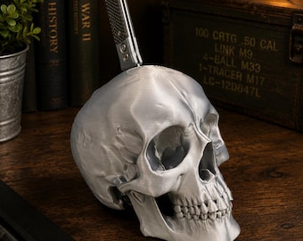Skull Knife Holder Gothic EDC Desk Display 3D Printed Knife Stand