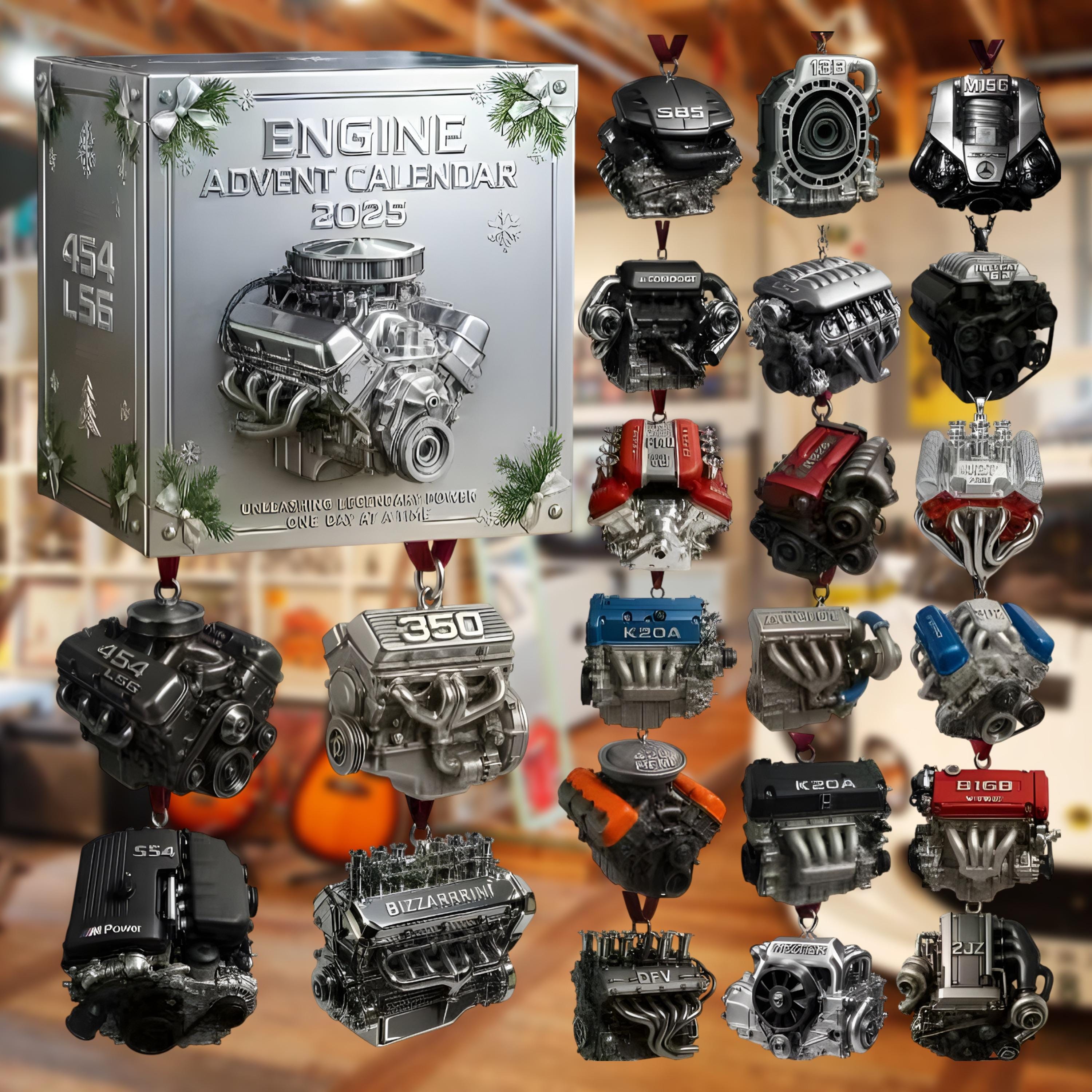 Discover 24 Days of Legendary Mini Motors Ornament, 2025 Car Engine Advent Calendar, Holiday Gift Box for Gearheads, Men & Automotive Fans