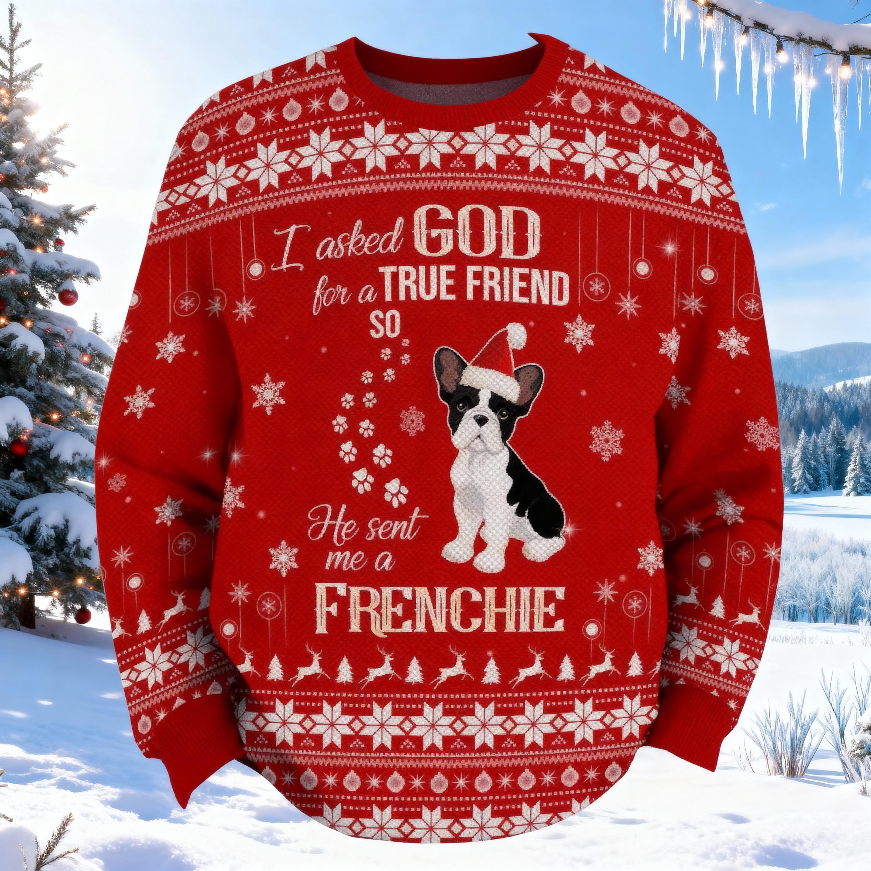 Discover Christmas French Bulldog Ugly Sweater, Dog Lover Holiday Sweater, Frenchie Xmas Sweater, Pet Owner Family Sweater For Women Men Kid