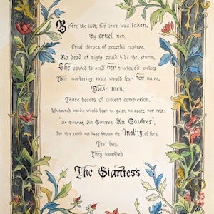 Original Framed Watercolour Illumination | Folklore Poem Art | Wronged Giantess | Signed A3 Illustration in A2 Frame | Mythological Decor