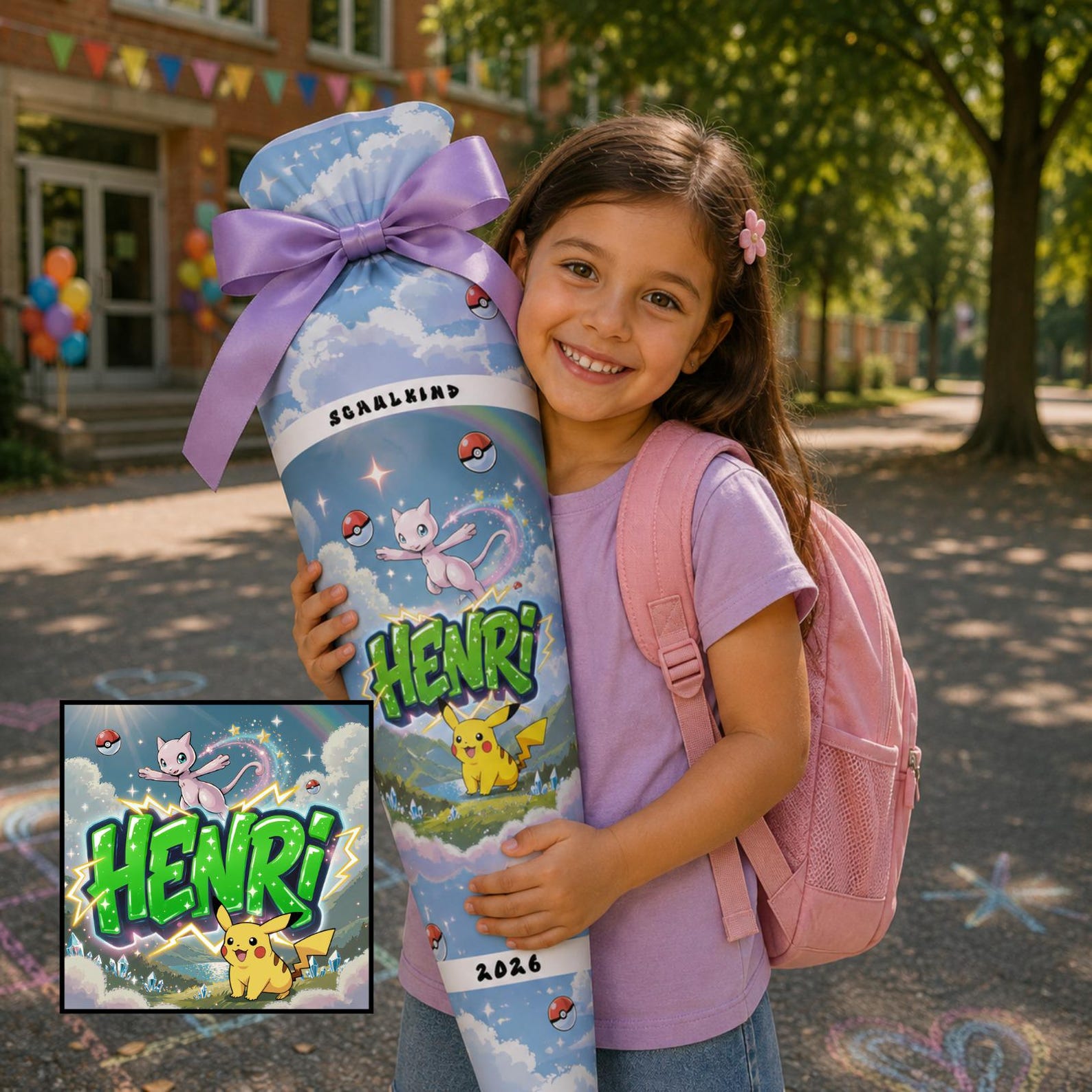 Personalized school cone - favorite character, hobby, color & name. Designs are individually created according to your child's wishes - a unique item!
