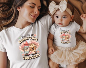 First Mother's Day Together Retro Mom Baby Shirt, 70s Nostalgic Gift