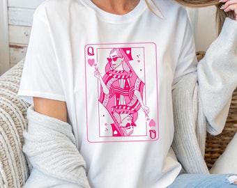 Queen of Hearts Shirt, Retro Poker Player Apparel, Coquette Tee