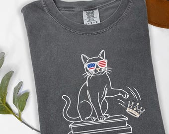 Political Cat Shirt, Anti Authoritarian Protest Tee, USA Flag Sunglasses Cat
