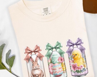 Easter Bunny Soda Cans Shirt, Coquette Bow Graphic Tee, Watercolor Spring Apparel
