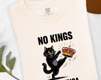 No Kings Cat Tee, Political Protest Shirt, Pro Democracy Cat Graphic