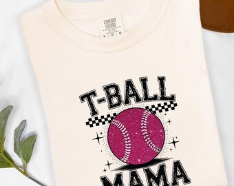 Retro Pink Glitter Tball Mama Comfort Colors Tee, Game Day Shirt
