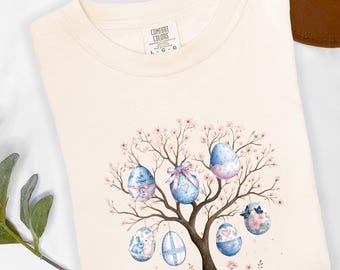 Easter Egg Tree Shirt, Chinoiserie Spring Tee, Floral Pastel Holiday Apparel