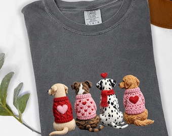 Faux Crochet Dog Mom Shirt, 3D Effect Knitted Puppy Graphic Tee