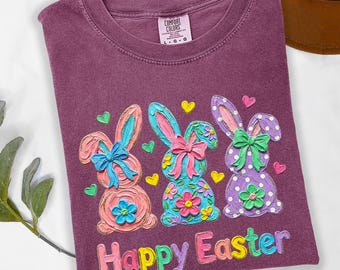 Coquette Easter Bunny Shirt, Pastel Bow Graphic Tee, Spring Brunch Top