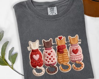 Kitten Graphic Shirt Valentine Animal Design Tee