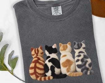 Faux Apparel Tee | 3D Effect Kitten Print Shirt | Retro Cat Graphic