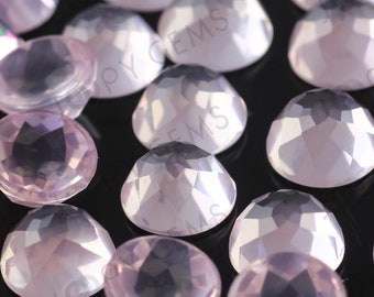 Translucent Quartz 10787 Rose Cut Rose Quartz Cabs Round Shape 6mm Approx Vitreous Luster 9 Carat,Beautiful Quartz Gentle Pink Essence