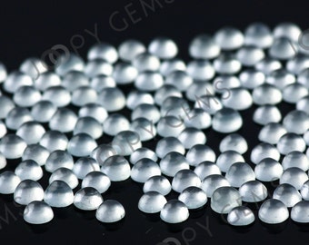 Aquamarine (milky) Cabochon 2mm Round - per stone, CAQUAMR2