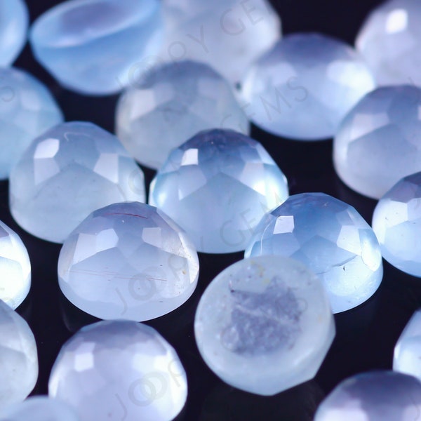 Aquamarine (milky) Rose Cut Cabochon 5mm Round - per stone