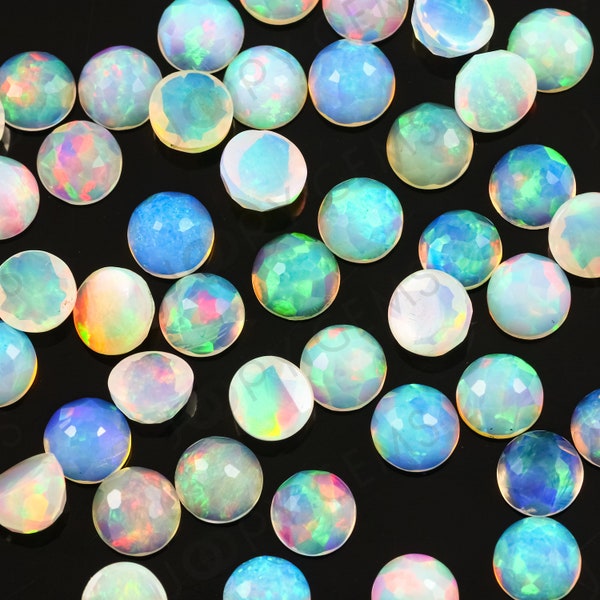 White Opal Rose Cut Cabochon 5mm Round - 1 cab