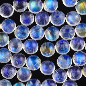 Regenbogen Mondstein Cabochon 6 mm Rund A Klasse - 1 cab