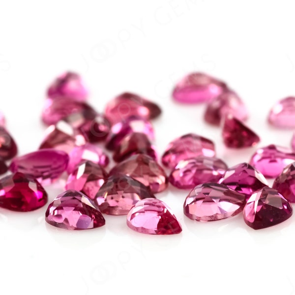 Dark Pink Tourmaline Rose Cut Cabochon 3x4mm Pear - per stone