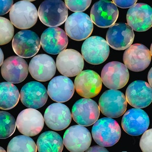 White Opal Rose Cut Cabochon 3mm Round 1 cab image 8