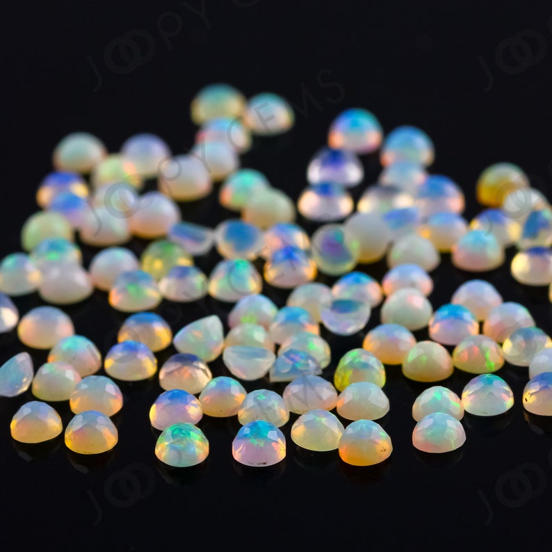 White Opal Rose Cut Cabochon 3mm Round 1 cab image 3