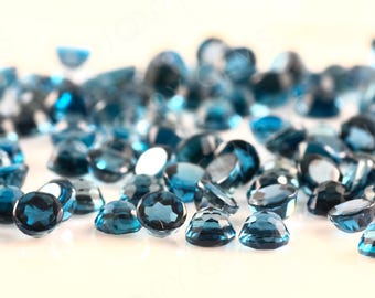 London Blue Topaz Rose Cut Cabochon 4mm Round - 1 cab