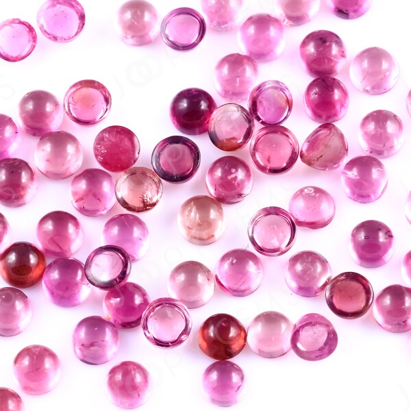 Dark Orange-Pink Tourmaline Cabochon 3mm Round - per piece