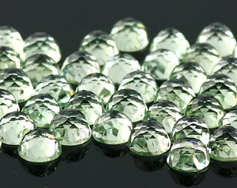 Prasiolite (Green Amethyst) Rose Cut Cabochon 6mm Round - per stone