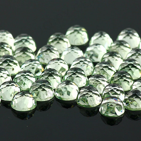 Prasiolite (Green Amethyst) Rose Cut Cabochon 6mm Round - per stone