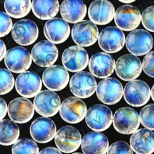 Regenbogen Mondstein Cabochon 6 mm Rund - AA Qualität - pro Stein