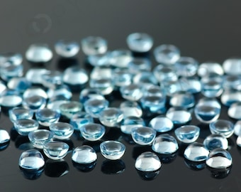 Aquamarine (clear) Cabochon 3mm Round - per stone