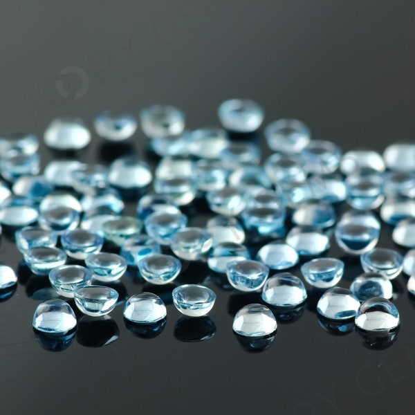 Aquamarine (clear) Cabochon 3mm Round - per stone