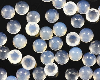 Blue Chalcedony Rose Cut Cabochon 4mm Round -  per stone