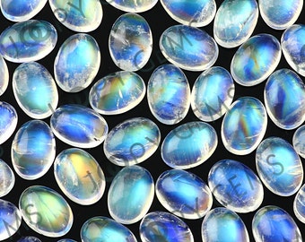 Rainbow Moonstone Cabochon 7x5mm Oval AA grade - per stone