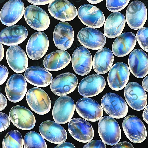 Rainbow Moonstone Cabochon 7x5mm Oval AA grade - per stone