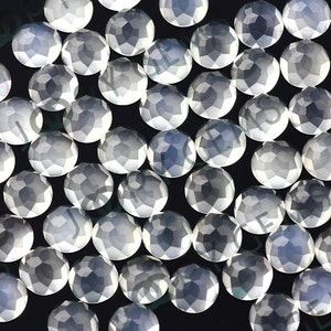 White Moonstone Rose Cut Cabochon 6mm Round per stone image 1