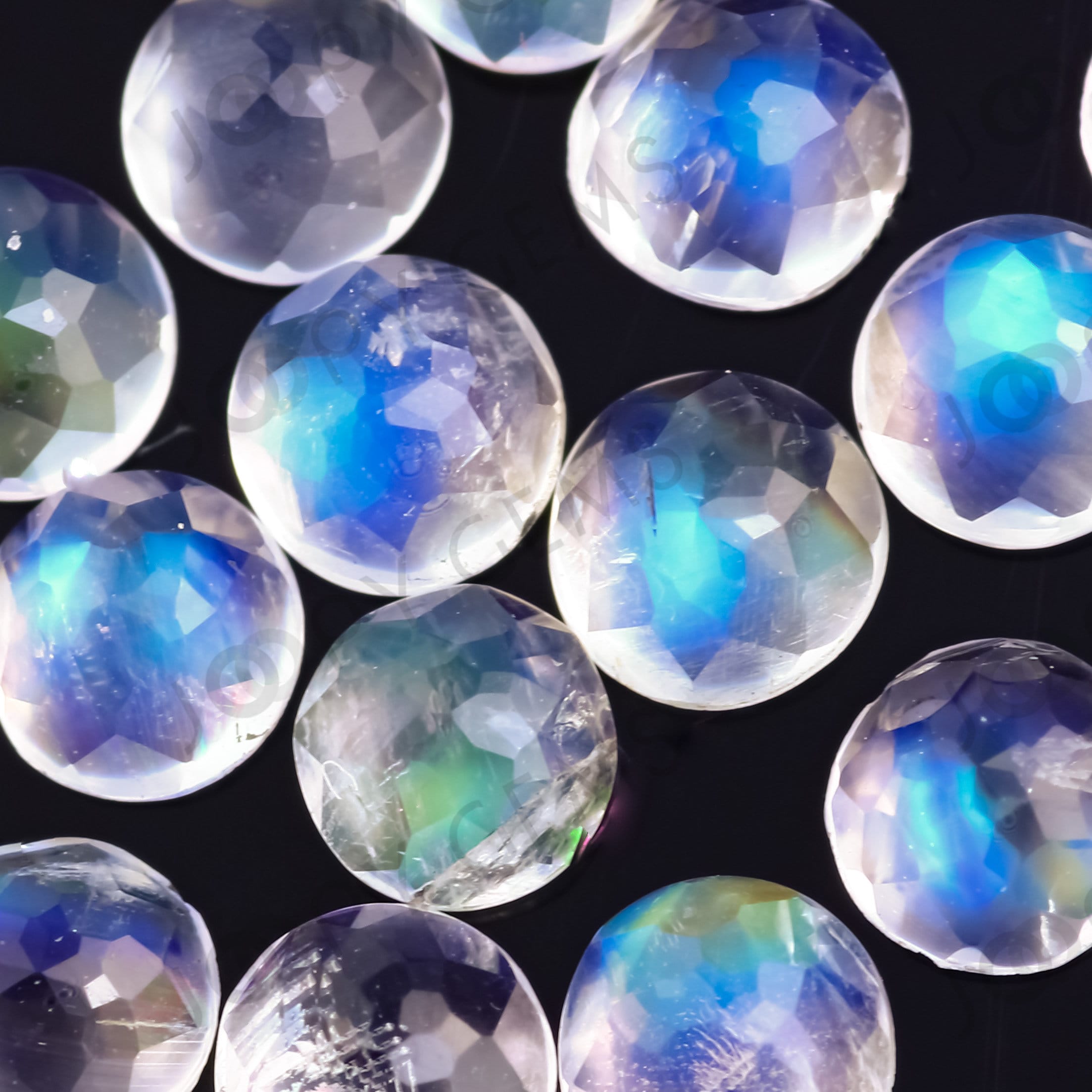 16inch line 5mm to 5.5mm White Rainbow Moonstone faceted round