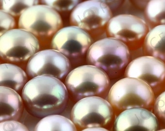 Purple Freshwater Cultured Pearls Half-Drilled Button 6-6.5mm, 1 piece