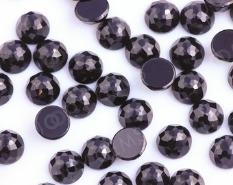 Black Spinel Rose Cut Cabochon 4mm Round - per stone