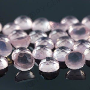 Rosenquarz Rosenschliff Cabochon rund - je Stein