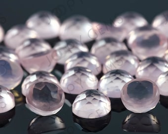 Rose Quartz Rose Cut Cabochon 6mm Round - per stone