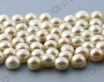 White Freshwater Pearls Half-Drilled Button 5.5-6mm, 1 piece